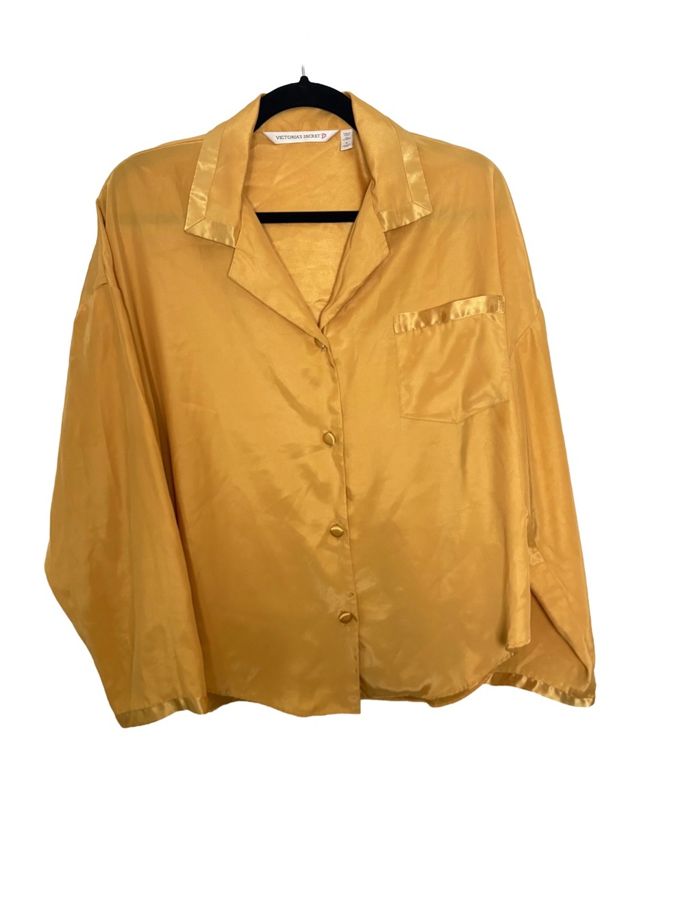 Vintage 90’s Victoria's Secret Satin Button-Front Blouse in Gold